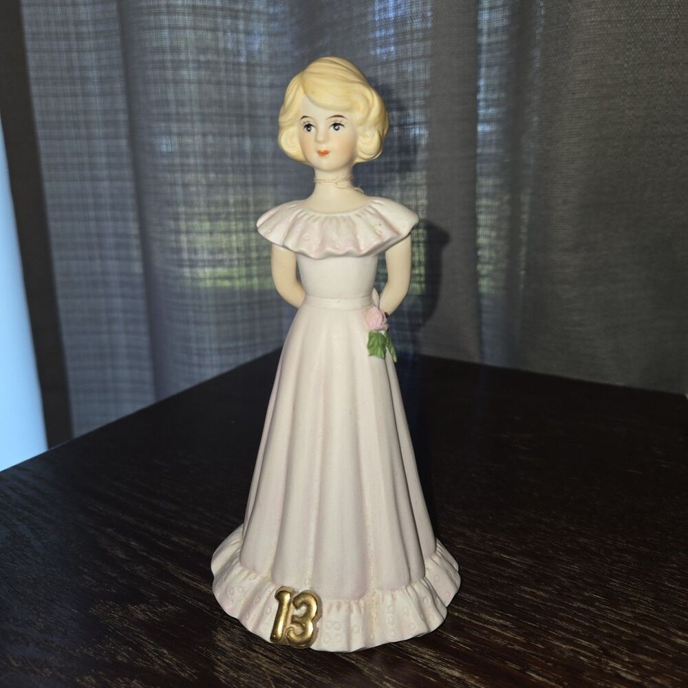 Vintage 1981 Enesco Growing Up Birthday Girl Figurine Age 13 Blonde W Tag